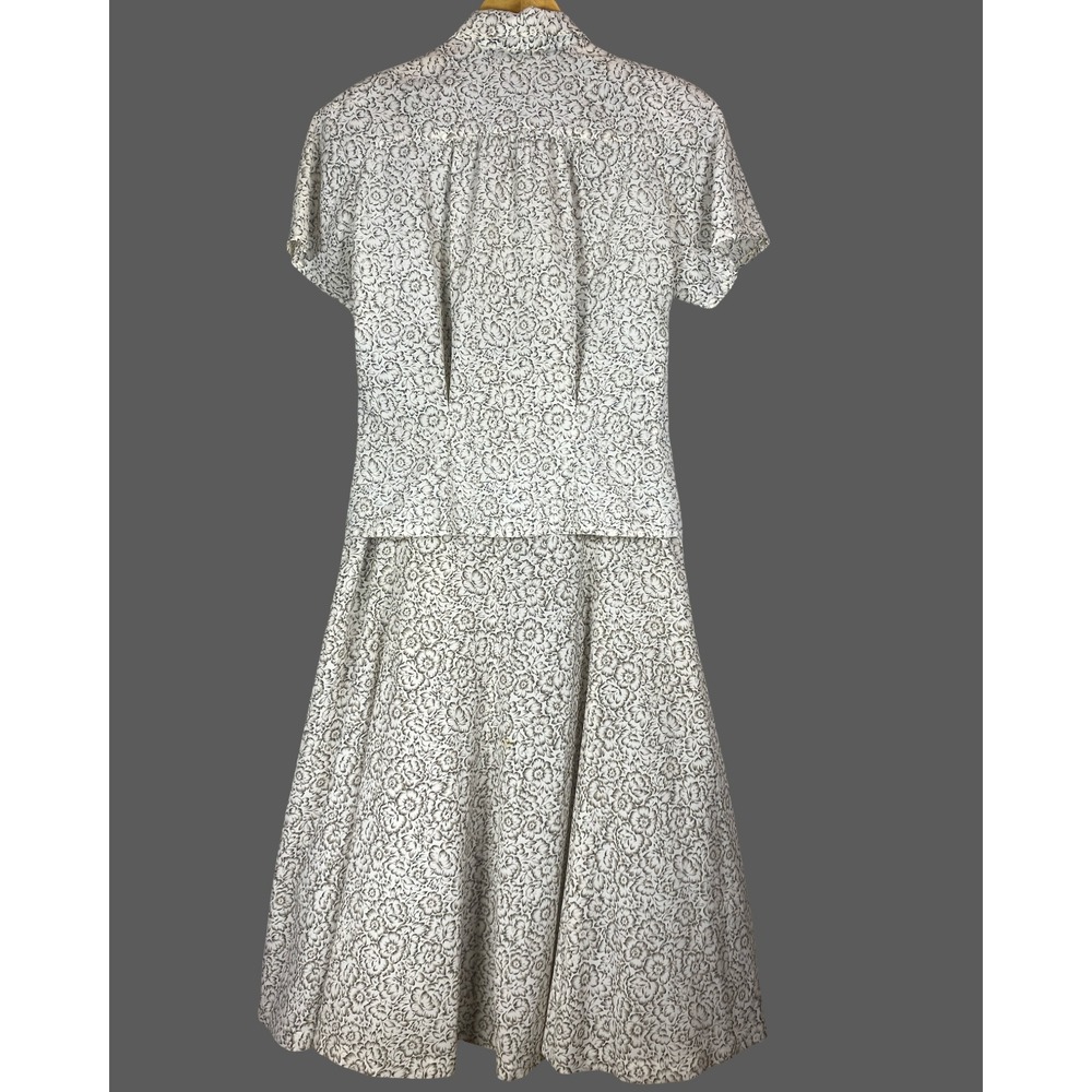 Liz Claiborne Collection Vintage Floral Skirt Set Cream Black 2 Piece Size 6 - Picture 2 of 13